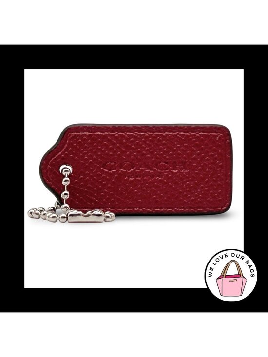 COACH Accessories - COACH HANG TAG 2"  Red Crossgrain Leather Bag Charm Keychain Fob New York Nickel